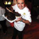 Chef Aaron Brooks with Signature Tomahawk steak