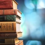 Books, old, stacked.