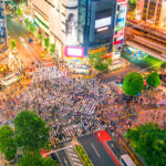 Shibuya Crossing from top view in Tokyo