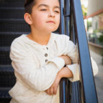 Portrait of Mixed Race Young Hispanic and Caucasian Boy.