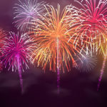 Festive colour firework background.