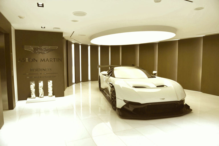 An Aston Martin welcomes guests in style